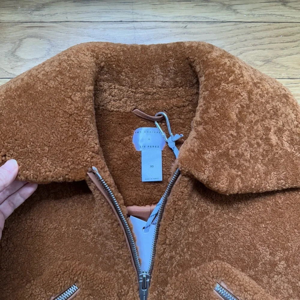 NWT The Arrivals + Liz Perez ‘Kala’ shearling teddy coat, rust (size: XS) - Picture 3 of 12